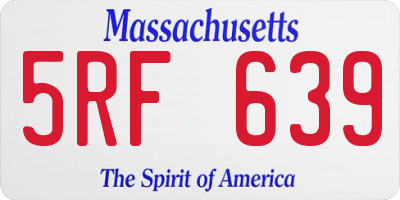 MA license plate 5RF639