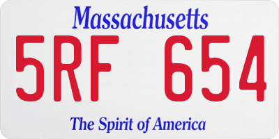 MA license plate 5RF654