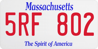 MA license plate 5RF802