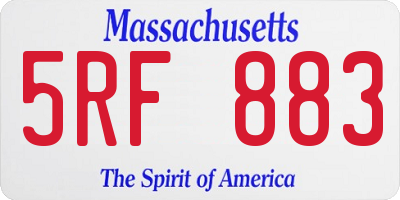 MA license plate 5RF883