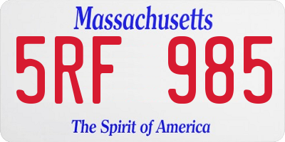 MA license plate 5RF985