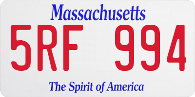 MA license plate 5RF994