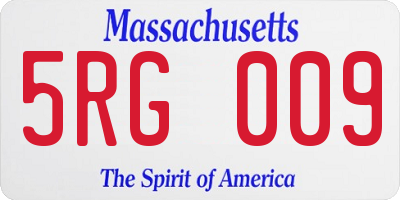 MA license plate 5RG009