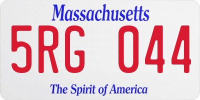 MA license plate 5RG044