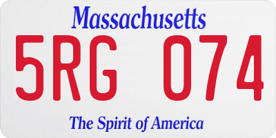MA license plate 5RG074