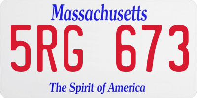MA license plate 5RG673
