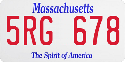 MA license plate 5RG678
