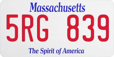 MA license plate 5RG839
