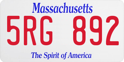 MA license plate 5RG892