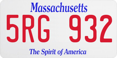 MA license plate 5RG932