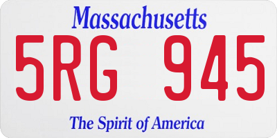 MA license plate 5RG945