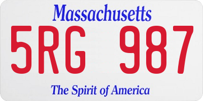 MA license plate 5RG987