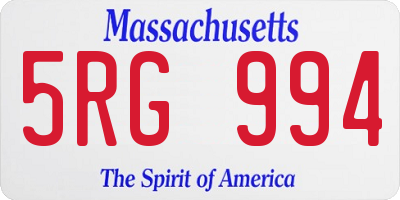 MA license plate 5RG994
