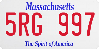 MA license plate 5RG997