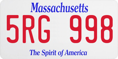 MA license plate 5RG998