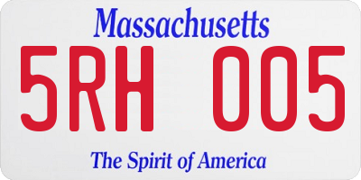 MA license plate 5RH005