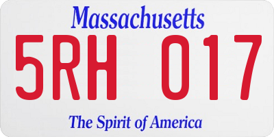 MA license plate 5RH017