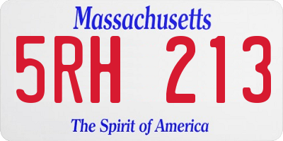 MA license plate 5RH213