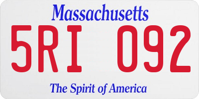MA license plate 5RI092