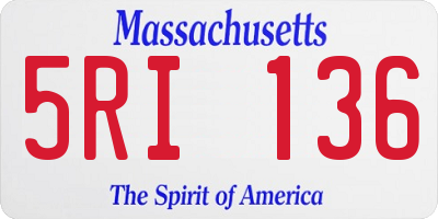 MA license plate 5RI136