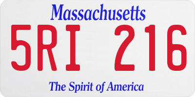 MA license plate 5RI216