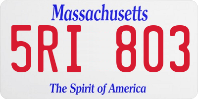MA license plate 5RI803