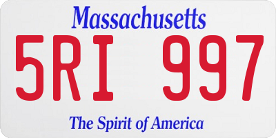 MA license plate 5RI997