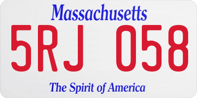 MA license plate 5RJ058