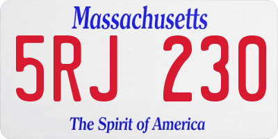 MA license plate 5RJ230