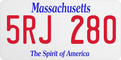 MA license plate 5RJ280