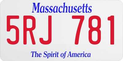 MA license plate 5RJ781
