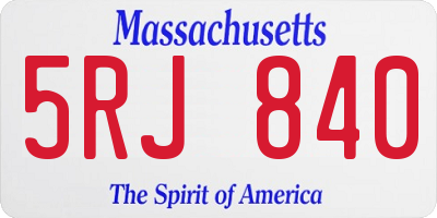 MA license plate 5RJ840