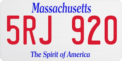 MA license plate 5RJ920