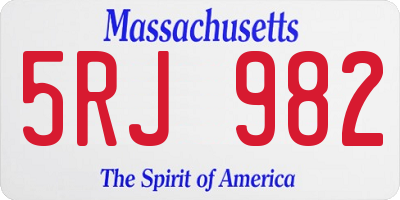 MA license plate 5RJ982