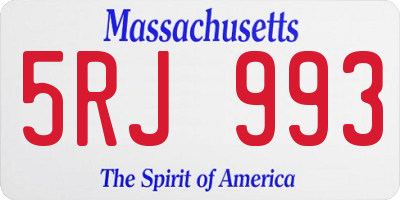 MA license plate 5RJ993