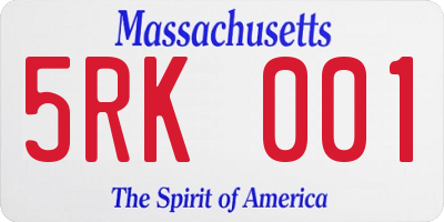 MA license plate 5RK001