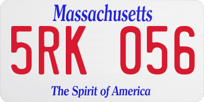 MA license plate 5RK056
