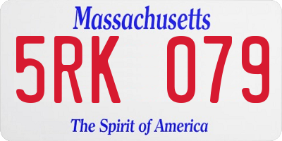 MA license plate 5RK079
