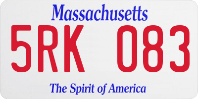MA license plate 5RK083