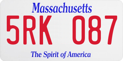 MA license plate 5RK087