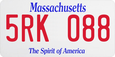 MA license plate 5RK088