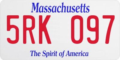 MA license plate 5RK097