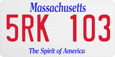 MA license plate 5RK103