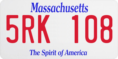 MA license plate 5RK108