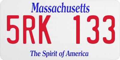 MA license plate 5RK133