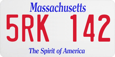 MA license plate 5RK142