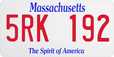 MA license plate 5RK192