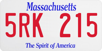 MA license plate 5RK215
