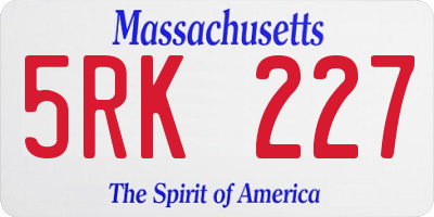 MA license plate 5RK227