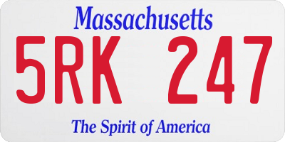 MA license plate 5RK247